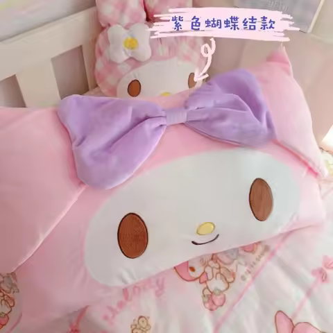 Kawaii Pink My Melody Sanrio Bow Tie Piano Alien Pillowcase Soft Comfortable Suitable for Dormitorie