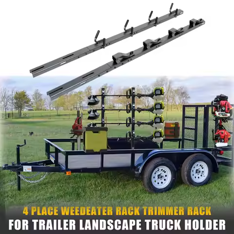 4 Place Weedeater Rack Trimmer Rack for Open Trailer Lockable Weed Eater Racks