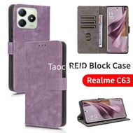 Casing For Realme C63 C 63 RealmeC63 4G 2024 Luxury Leather Wallet Case Casing Card Slot Stand Holde
