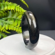 高品質 金曜石手鐲 60MM 灑金金沙黑曜石手環 耀眼靈動 招財辟邪