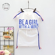 2pcs Children Girls Letter Short Sleeve T-shirt + Skirt 2pcs Suit