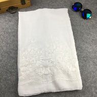 [pjga] Ethnic Embroidered Style Cotton Lace Bandana Scarf Shawls for Women Winter Muslim Ladies Hija
