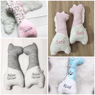 [FREE PERSONALISED NAME]Baby Giraffe / Unicorn Bolster & Rattle Plushie