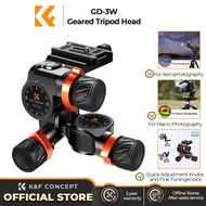 K&F CONCEPT 3-Way Geared Tripod Head 3D Gear PTZ High-Precision Fluid Head Load Capacity up to 6kg S