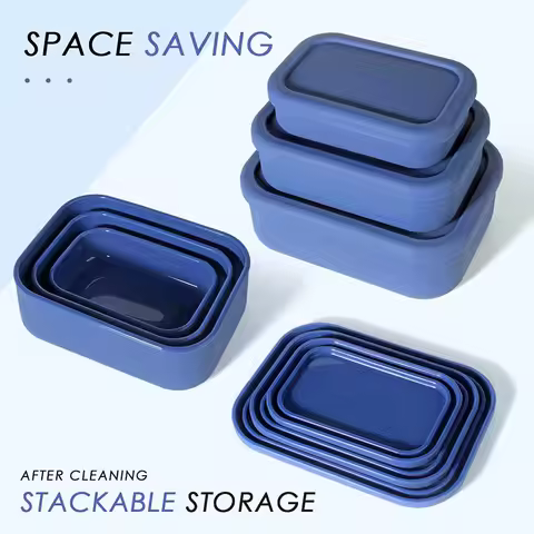 Leak-Resistant Bento Lunch Box Reusable BPA-Free Meal Prep Container Food Meal Storage Silicone Bent