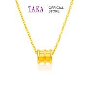 TAKA Jewellery 999 Pure Gold Barrel Pendant with 9K Gold Chain