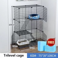 3Layers Set Kandang Kucing Kandang Anjing Pagar Kucing Anjing Pet Cage Pagar Besi DIY Tingkat Besar 