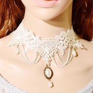 Exaggerated Creative Cross White Lace Necklace Pendant Necklace