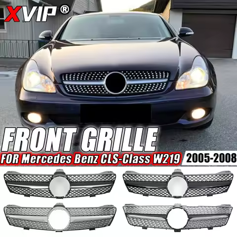 XVIP Chrome Silver Diamonds Style Bumper Grille For Mercedes Benz CLS-Class W219 CLS350 CLS500 05-08