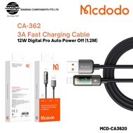 Mcdodo USB-A to L CA-362 3A Fast Charging Cable Digital Pro Auto Power Off Transparent Data (1.2M )