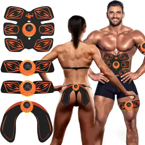 EMS 6 Pack Abs Stimulator, USB Charging Abdominal Muscle Trainer, Electric Waist Toning Belt for Men