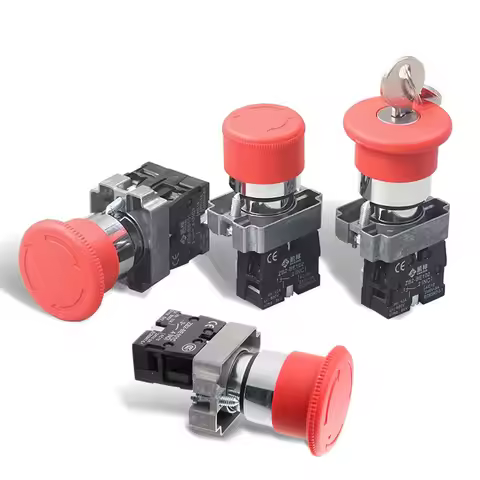 5PCS XB2-BS542 BS442 BS642 BS142 10A Button Switch Self Reset Emergency Stop 22mm 1NO 1NC 2NO 2NC Kn