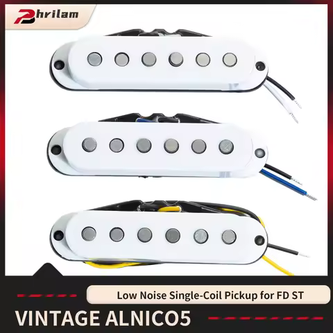PHRILAM Vintage Alnico5 Low Noise Single-Coil Pickup for FD ST Style Electric Guitar neck 50mm/middl