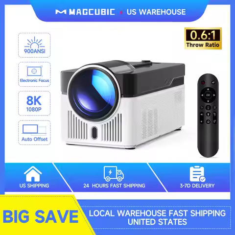 Magcubic 8K Ultra Short Throw HY450 Projector with Auto Offset 1080P 900ANSI BT5.4 Electronic Focus 