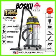 (1 YEAR WARRANTY) BOSKU 2500W 35 Litre Wet & Dry Vacuum Cleaner Blower Blow Vacum Vaccum Mesin Vakum