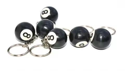 Fashion Creative Billiard Pool Keychain Table Ball Key Ring Lucky Black NO.8 Key Chain 32mm Resin Ba