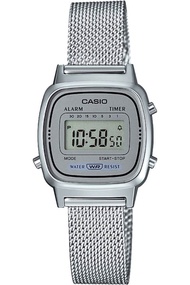 LA670WEM-7 Casio Standard Women's Quartz, Digital Metal, Mesh, Silver, Gray, Bracelet Type