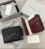 小CK 🆕🇸🇬💯正品| 全新齊配件Finley拉鍊子母釦摺疊短夾黑色 | 🇸🇬Charles & Keith Zip Around Short Folded Small Wallet Card Hol