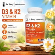 Dr. Berg D3 K2 MK-7 – 10,000 IU D3 & 100 mcg K2 – with Zinc & Magnesium – 120 Caps – Bone & Immune S