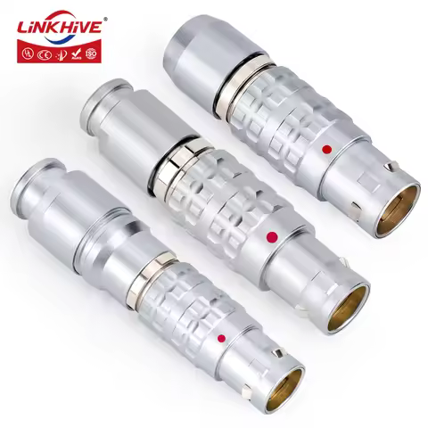 FGG Aviation Plug Compatible with LEMO Connectors 2-32 Pin 0B 1B 2B 3B Chrome-plated Brass Push-pull