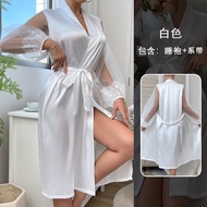 Nightgown Bathrobe Home Clothes Pajamas Womens White Dress Robe 690 【AUG】