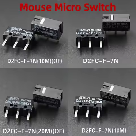 2Pcs Mouse Micro Switch D2FC-F-7N 10M 20M OF for Logitech Mouse Microswitch D2FC-F-K 50M 60MN D2F-F-