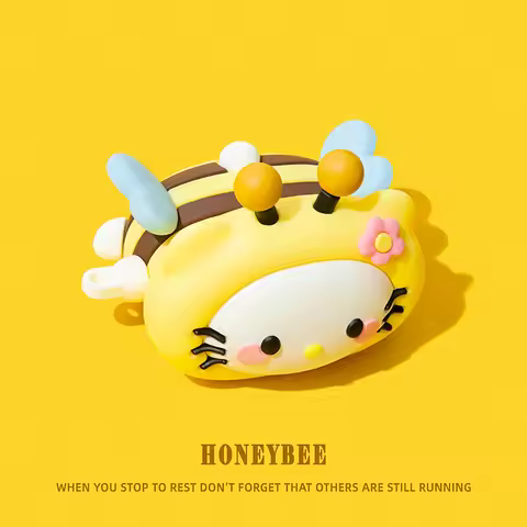 For Airpods 1 2 3 4 Pro 3 Pro 2 Lying Sanrio 3D Cartoon Bee Hello Kitty Silicone Earphone Case Cute 