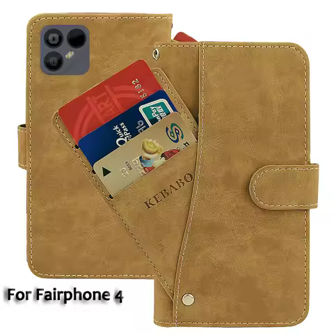 Vintage Leather Wallet Fairphone 4 Case 6.3" Flip Luxury Card Slots Cover Magnet Phone Protective Ca