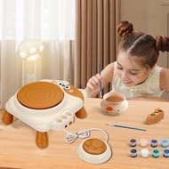 Hittime USB Electric Pottery Wheel Machine Mini Pottery Making Machine DIY Craft Ceramic Clay Pottery Kit With Pigment Clay Kids Toy