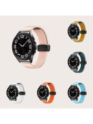 1入組硅膠半透明手錶帶黑色按鈕，適用於20mm/22mm三星/華為/小米/佳明/Amazfit/OPPO男女款，共6款顏色