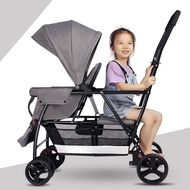 Twin Stroller Can Sit Lie Detachable Double Stroller Lightweight Adjustable Tandem Seating Folding Baby Hands Two Carts