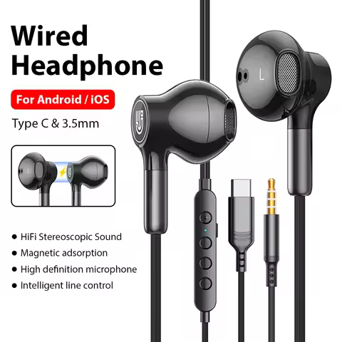 Gaming Wired Headphones HiFi Surround Sound USB Type C 3.5mm In-ear Earplugs For Samsung Galaxy Xiao