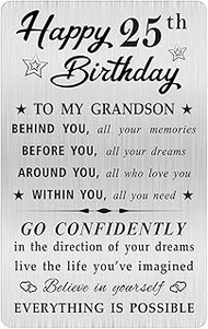 MOQIYXL Grandson 25th Birthday Card, Happy 25 Birthday Grandson Gifts Ideas, Small Engraved Wallet C