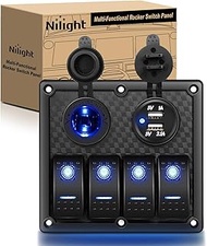 Nilight - 90107D 4 Gang Rocker Switch Panel Waterproof Pre-wired Switch Panel with USB Charger & Pow