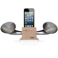 限量各3組!(福利品~功能皆正常)(iPhone SE 系列以下機種專用)雙聲道立體擴音器ZIMMA 山毛櫸(原木系列)