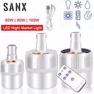 【100W with remote control】SANX 60/80/100W USB Rechargeable Portable LED Night Market Light Solar Sta