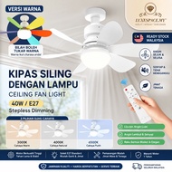 52CM Ceiling Fan With Light 40W E27 6 Blades Silent Fan Lamp Remote Control