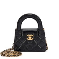 Chanel Black Quilted Aged Calfskin Mini Nano Kelly Bag Brushed Gold Hardware, 2024