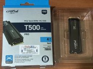 廉售美光 CRUCIAL T500 4TB 含原廠散熱器 M2 SSD