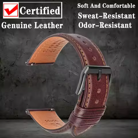 Genuine Leather Strap Smart Watch Band For Huawei GT 2 Pro ECG Fossil Samsung Galaxy Active2/3 Amazf
