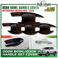 Door Bowl Handle Cover Mitsubishi Triton 2015 - 2018 Protector Guard Chrome Carbon Black Accessories