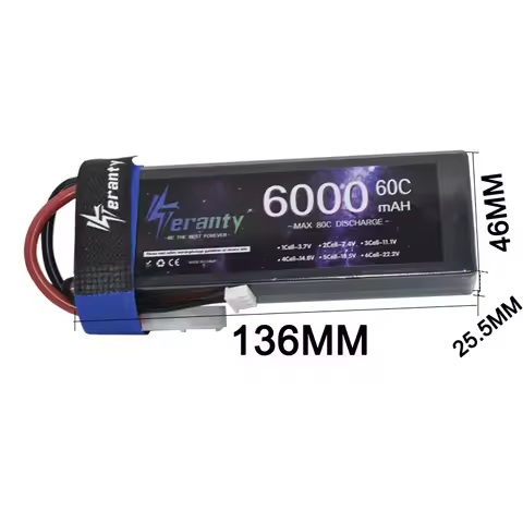 TERANTY 7.4V 6000MAH 2S RC Car 60C Lipo Battery For Rc Vehicle Vehicle Losi Tank Traxxas Slash Trugg