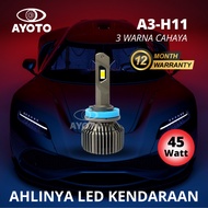 H1 H4 HB3 HB4 H7 H11 3 COLOR CAR LED LIGHTS UPGRADED CHIPS WITH FAN