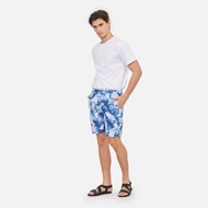 Water Flower Linen Short Pants  -  Navy