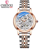 CHENXI Women Automatic Mechanical Watch Top Brand Luxury Stainless Steel Waterproof Wrist Watch Ladies Skeleton Tourbillon Clock