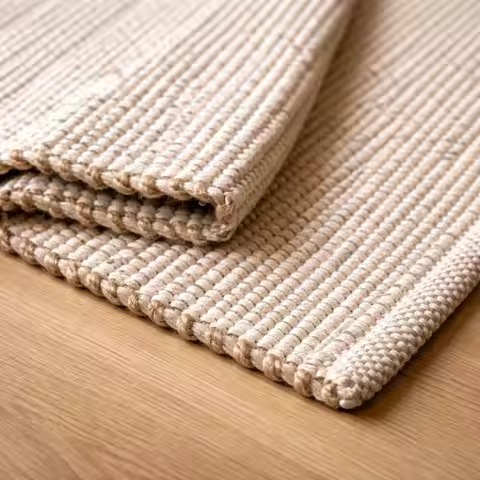 Hand Woven Jute Cotton Farmhouse Area Rug for Living Room - Rustic Vintage Bohemian Decor (8' x 10'