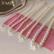 Ifme Pearl Necklace for Women Korean Elegant Crystal Choker Fashon Chain Jewerly Accessories