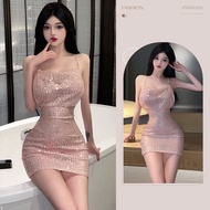 Váy ngủ xuyên thấu gợi cảm đính đá sequin đẹp xinh sang chảnh đầm nữ 2 dây lấp lánh gợi cảm BIKI HOU