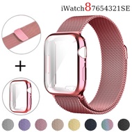 Magnetic Loop+Case suitable for use Apple Watch band 44mm 40mm iWatch band 41mm 45mm Metal Belt brac