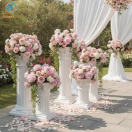 [Jzvphq] Decorative Column Stone Look Molded Finish Tall Pillar Stand for Church Wedding Aisle and C